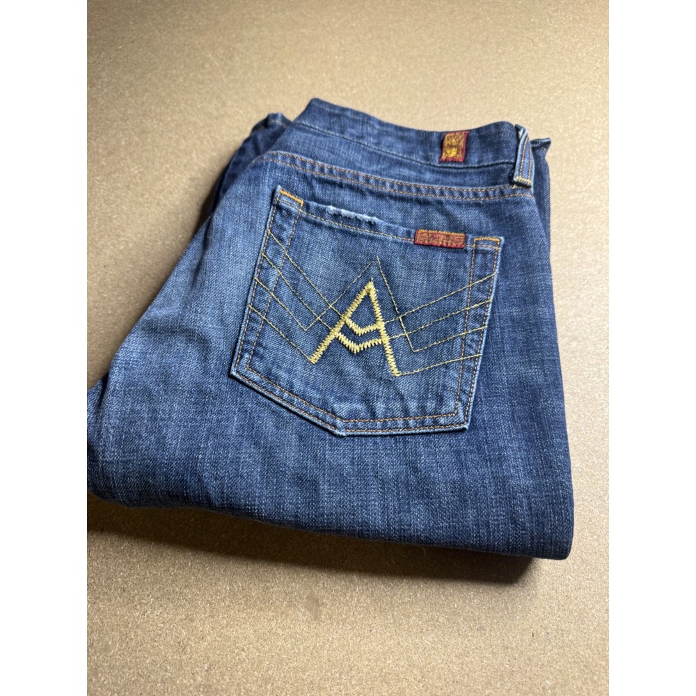 7 For All Mankind A Pocket Flare Jeans Dark Wash Size 27 Made in USA